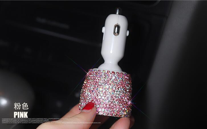 Diamond-studded car charger head fast charge