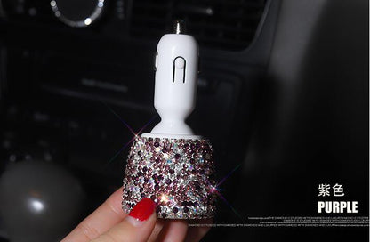 Diamond-studded car charger head fast charge