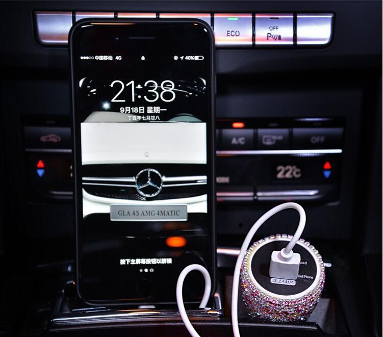 Diamond-studded car charger head fast charge