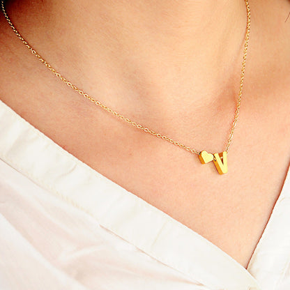 Fashion Tiny Dainty Heart Initial Necklace