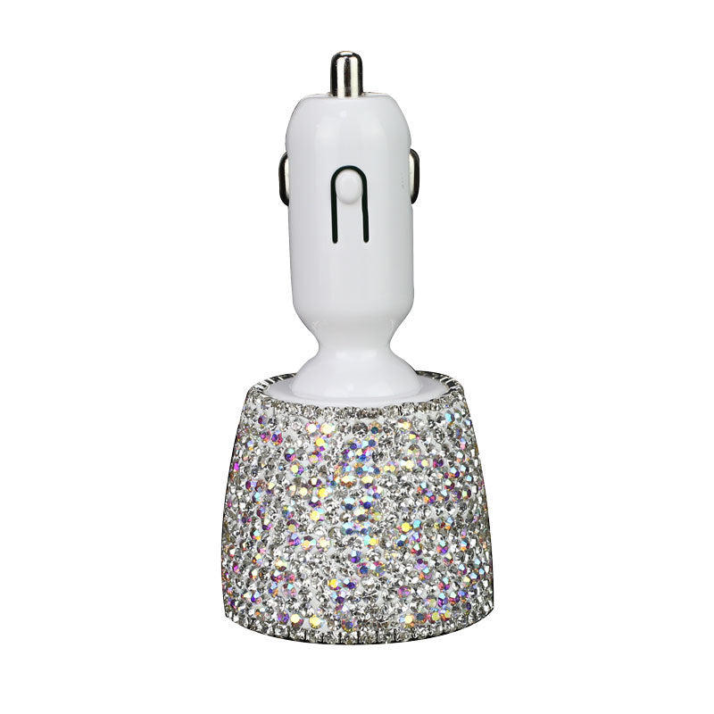 Diamond-studded car charger head fast charge