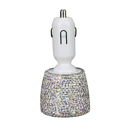 Diamond-studded car charger head fast charge