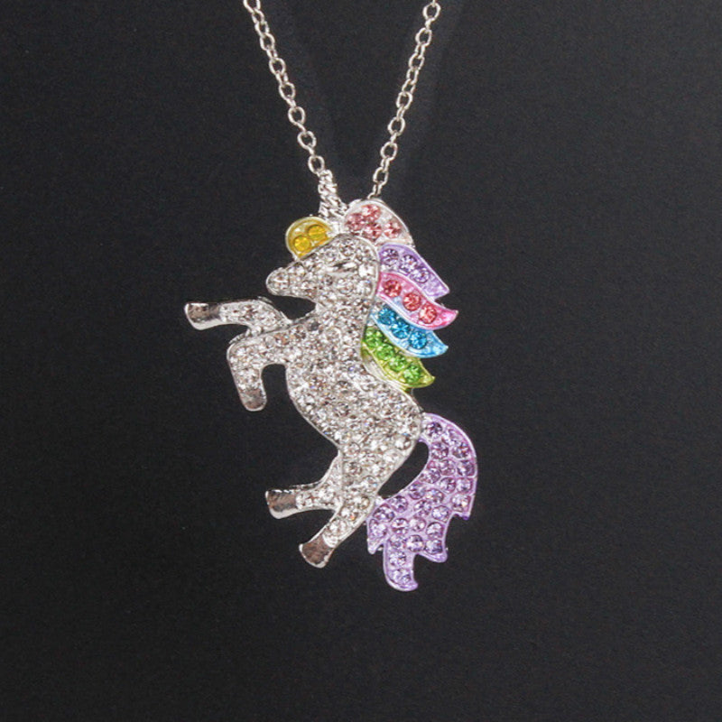 Unicorn necklace Color pony pendant