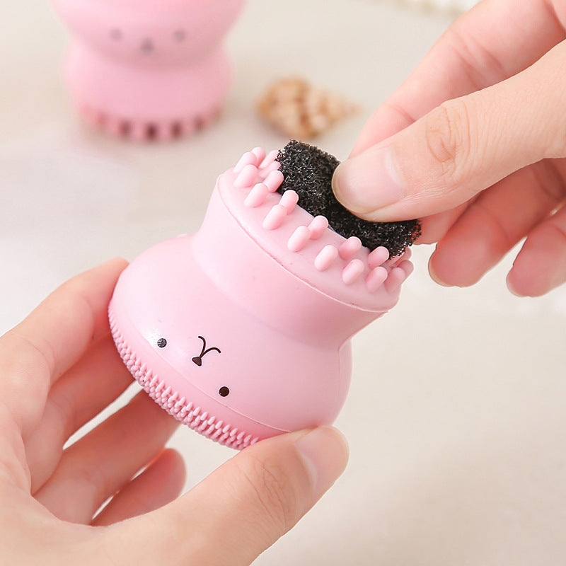 Mini Cartoon Octopus Silicone Facial Deep Cleaning Brush Silicone Manual Facial Cleaner Massager Skin Care Massage Tools