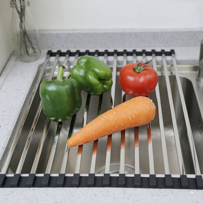 Kitchen sink silicone collapsible drain rack