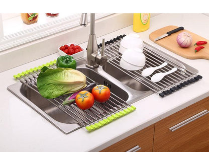 Kitchen sink silicone collapsible drain rack