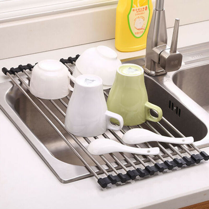 Kitchen sink silicone collapsible drain rack