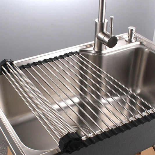 Kitchen sink silicone collapsible drain rack