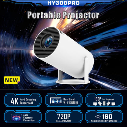 Cross-border hy300pro portable mini hy300 outdoor home HD 180 degree bubble tube smart projector wholesale