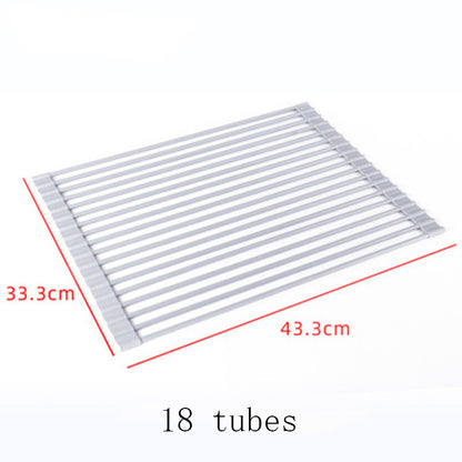 Kitchen sink silicone collapsible drain rack